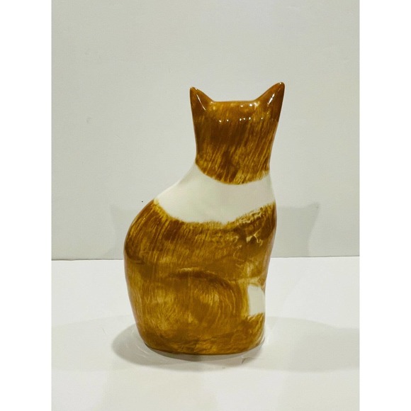 NS GUSTIN CO. Vintage Folk Art Tabby Orange Cat Statue Hand Painted - Picture 3 of 8